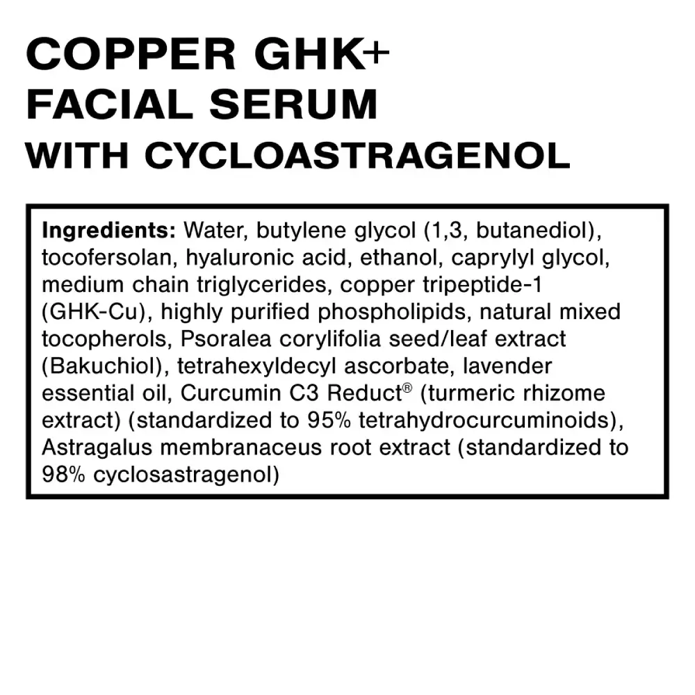 COPPER GHK+ FACIAL SERUM WITH CYCLOASTRAGENOL - Imagen 2